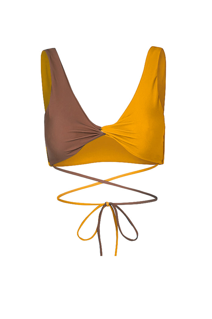 Verano Top in Brown & Mustard